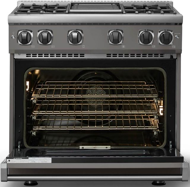 Viking® 7 Series 36" Damascus Gray Pro Style Liquid Propane Gas Range with 12" Reversible Griddle-1