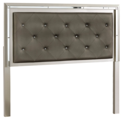 Signature Design by Ashley® Lonnix 5-Piece Silver Queen Upholstered Panel Headboard Set-1