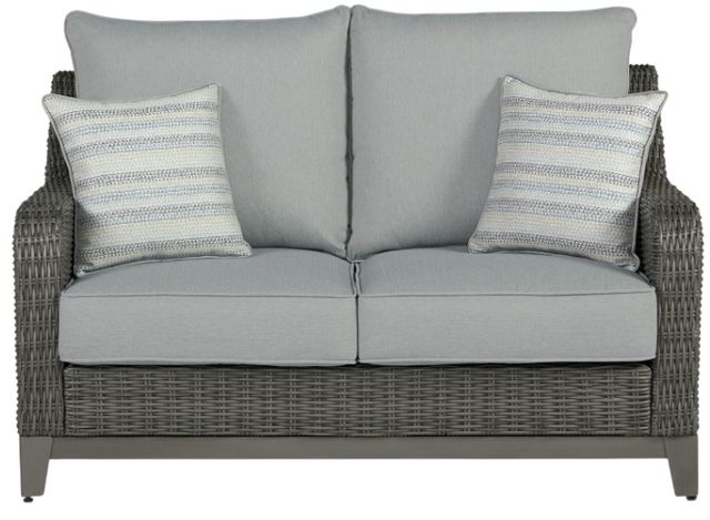 Signature Design by Ashley® Elite Park Gray Aluminum/Fabric/Resin Wicker Outdoor Loveseat with Cushion-1