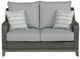 Signature Design by Ashley® Elite Park Gray Aluminum/Fabric/Resin Wicker Outdoor Loveseat with Cushion-1