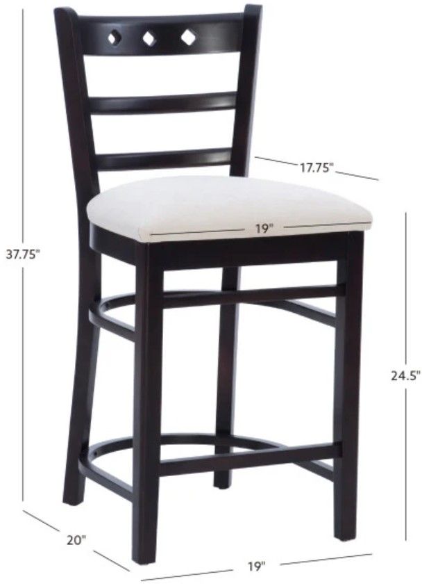 Linon Dotty 2-Piece Dark Brown/Gray Upholstered Bar Stool-2