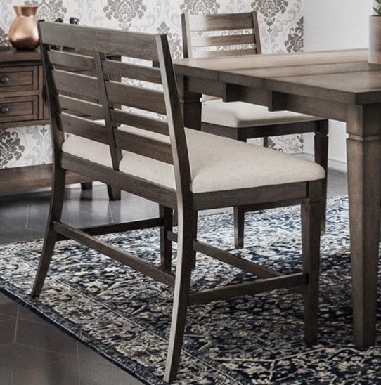 Jofran Inc. Lincoln Square Espresso/Light Cream Counter Bench-1