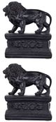 A & B Home 2-Piece Black Attenta Lion Bookend Set-2
