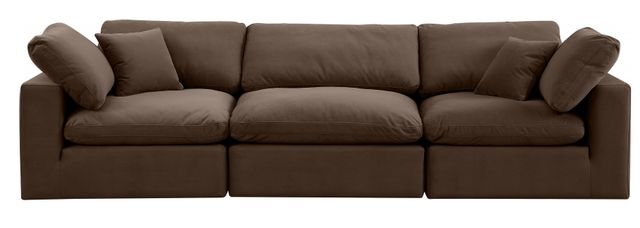 Meridian Furniture Comfy 3-Piece Brown Velvet Modular Sofa-1