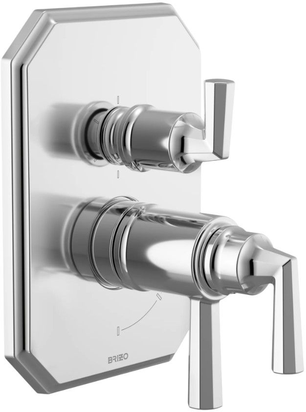 Brizo Beauclere® Polished Chrome TempAssure® Thermostatic Valve with Integrated 6-Function Diverter Trim-0