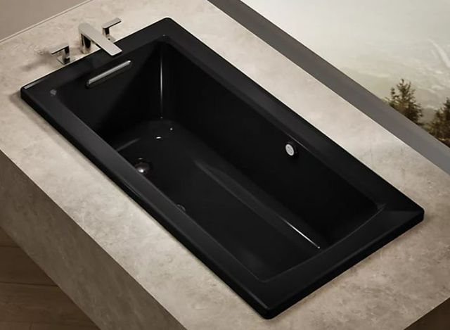 KOHLER® Archer® Black 60" x 30" Drop-In Heated BubbleMassage™ Air Bath with Bask® Heated Surface-1