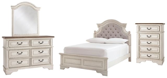 Signature Design by Ashley® Realyn 4-Piece Chipped White Full Panel Bed Set-0