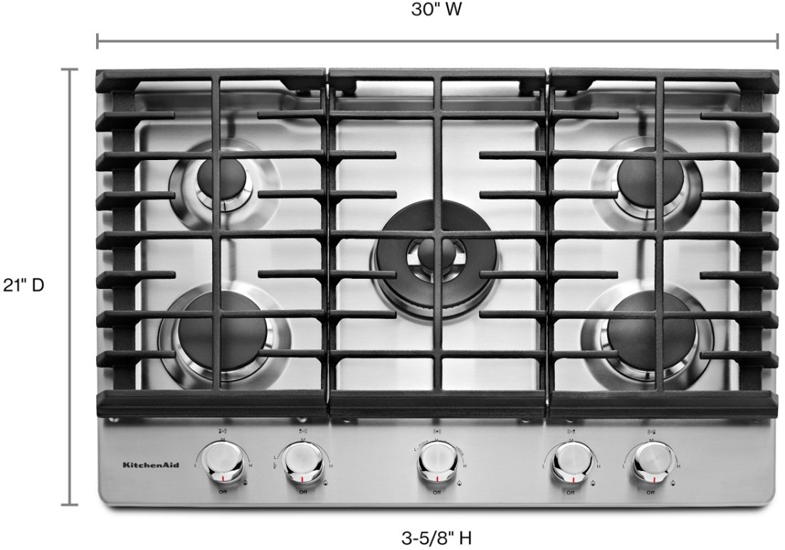 KitchenAid 30'' Stainless Steel Gas Cooktop - Thumbnail 4