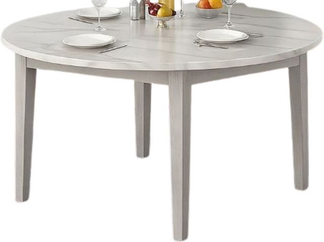 New Classic® Home Furnishings Essence White Marble Round Table Top with Gray Base-0