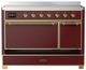 Ilve® Majestic III 48" Burgundy Pro Style Induction Range with Solid Door and Brass Trim-2