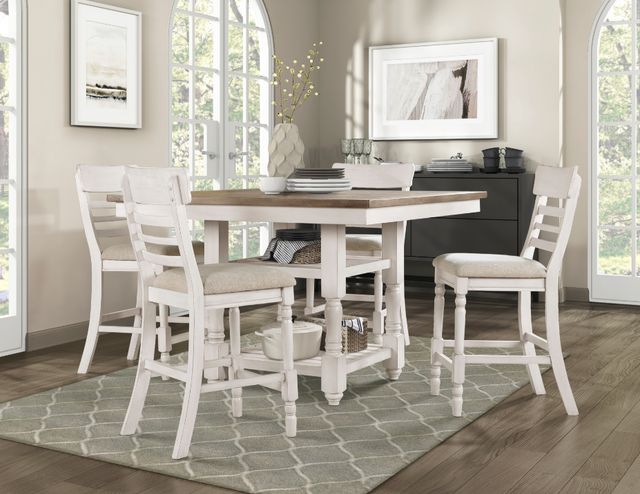Homelegance® Alburgh Antique White/Light Gray Counter Height Chair-1