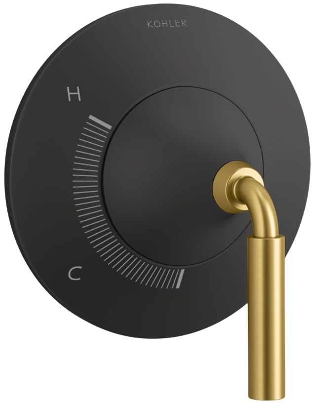 KOHLER® Tone™ Rite-Temp® Brushed Moderne Brass/Matte Black Valve Trim-0