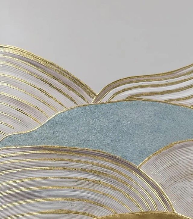 Classy Living Mesmerizing Golden Crest Ocean Abstraction Wall Art-3