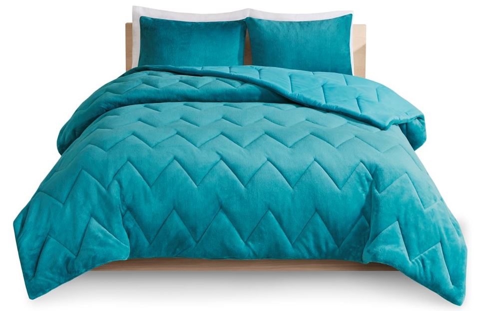 Olliix by Intelligent Design Kai Teal Twin/Twin XL Quilted Reversible Microfiber to Cozy Plush Comforter Set