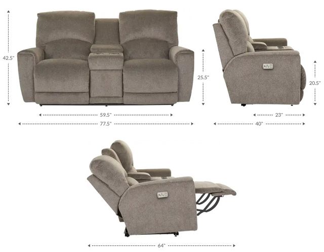 La-Z-Boy® Cassian Sand Power Reclining Loveseat with Console and Headrest-2
