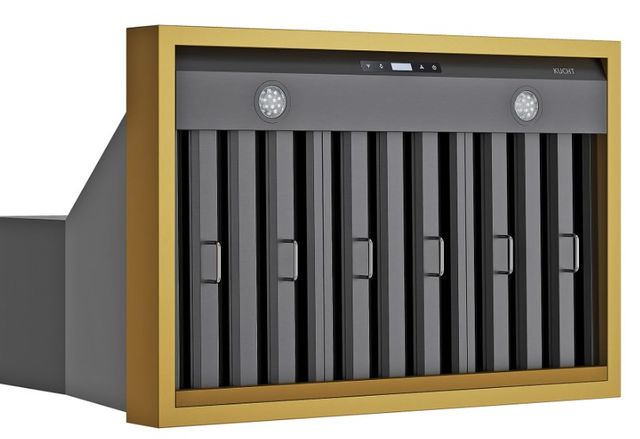 Kucht Professional 30" Titanium Stainless Steel Wall Mounted Range Hood with Gold Accents-3
