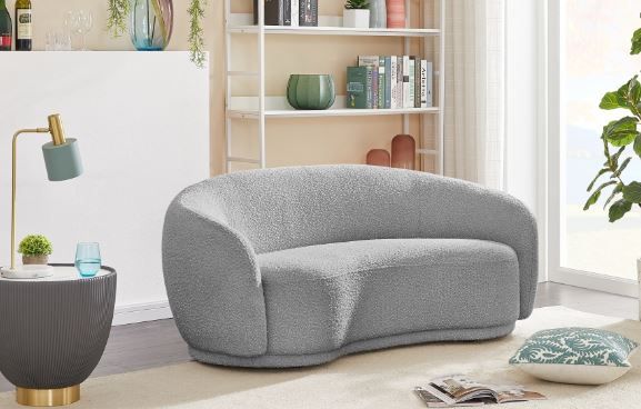 Meridian Furniture Hyde Grey Boucle Fabric Loveseat-2