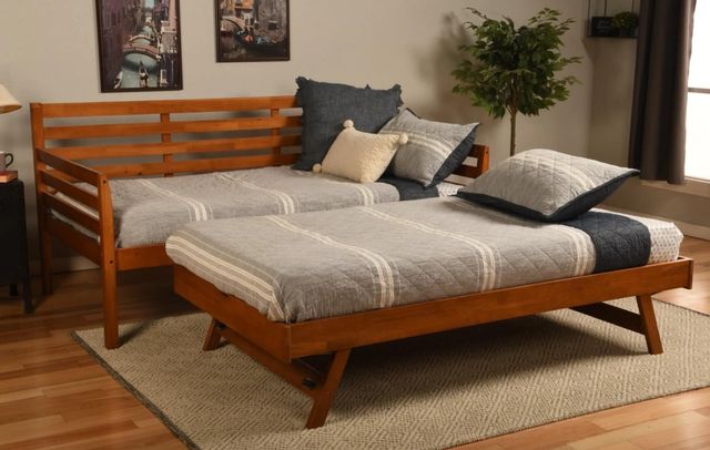 Kodiak Furniture Boho Linen Aqua/Barbados Twin Daybed with Pop Up and Mattresses-2