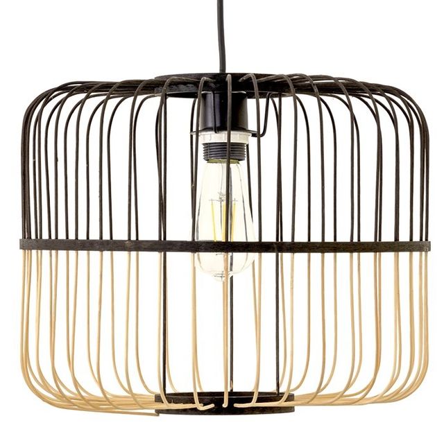 YHD Serren Natural/Matte Black 1-Light Large Pendant Lighting-2