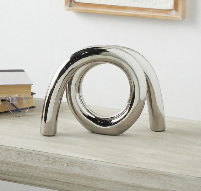 Deco Marche Silver Rounded Loop Sculpture-4