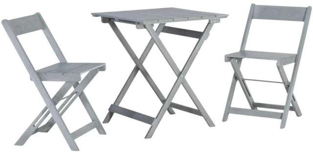 Linon Rockport 3-Piece Gray Wooden Outside Bistro Table Set-0