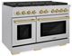 ZLINE Autograph Edition 48" DuraSnow® Stainless Steel Pro Style Gas Range with Champagne Bronze Accents-3