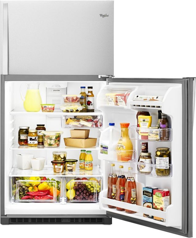 Whirlpool® 20.5 Cu. Ft. Monochromatic Stainless Steel Top Freezer Refrigerator-4