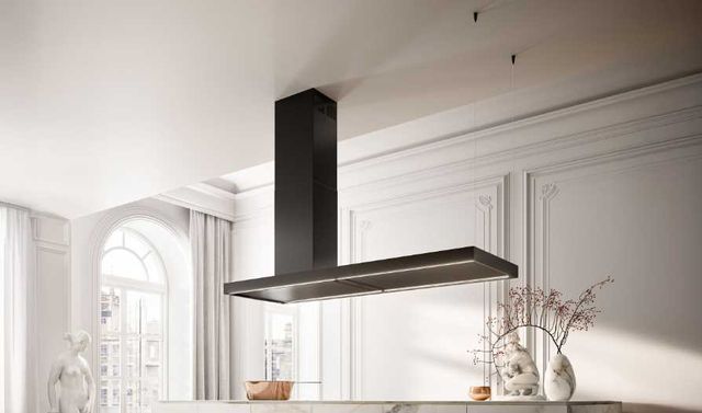Falmec Elle 70" Matte Black Painted Steel Island Range Hood-1