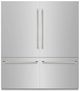ZLINE Autograph Edition 72"  39.6 Cu. Ft. Stainless Steel with Graphite Gray Interior and Polished Nickel Helix Handles French Door Built-In Bottom Freezer Refrigerator with Water Dispensers and Ice Makers -0