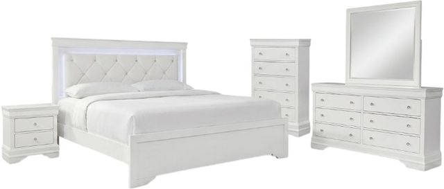 Global Furniture USA Pompei 5-Piece White Youth Full Upholstered Panel Bedroom Set-0