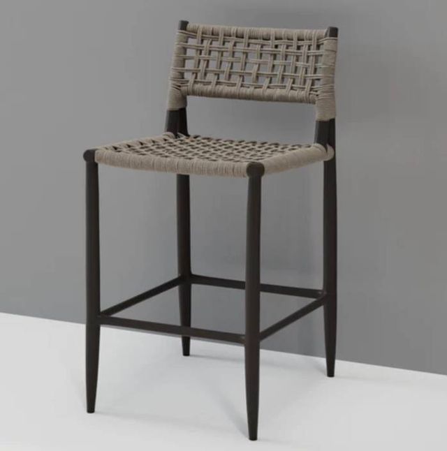 Sunset West Grigio Graphite/Stone Gray Metal/Natural Fibers Outdoor Bar Stool-1
