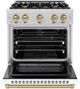 ZLINE Select Autograph Edition 30" Stainless Steel Convection Pro Style Gas Range with White Matte Door and Champagne Bronze Accents-1