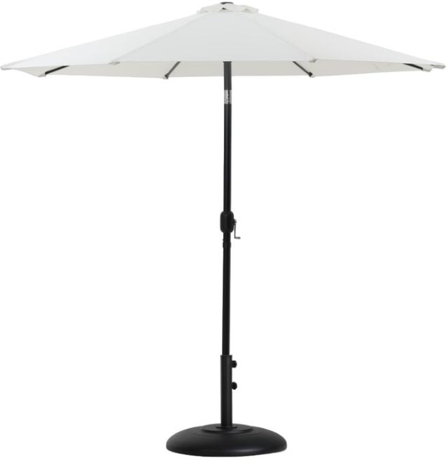 Meridian Furniture Fiji Matte Black/White Aluminum Outdoor Patio Umbrella and Round Base-0
