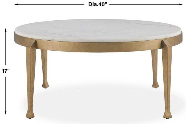 Uttermost® Tylan Brass/White Round Marble Coffee Table-3