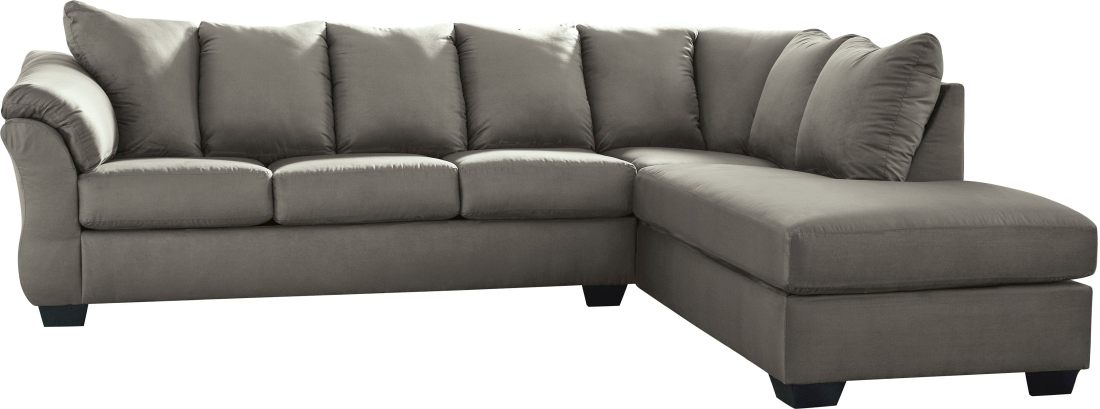 Signature Design by Ashley Darcy 2 Piece Cobblestone Right Arm Facing Sofa Sectional and Chaise Farnham s Furniture Galleries Casper Wyoming