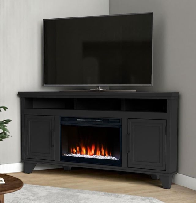 Legends Home Real Cozy Sonoma Seal Skin Black 64" Corner Fireplace Console-1