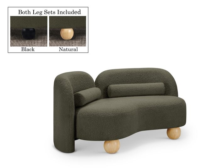 Meridian Furniture Daphne Olive 64" Boucle Fabric Loveseat-1