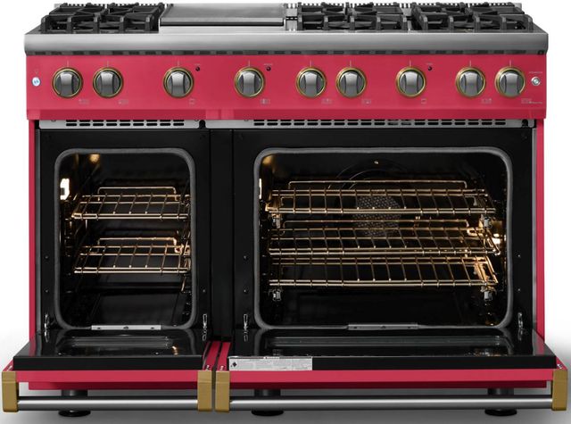 Viking® 5 Series 48" Valentine Pro Style Gas (NG) Range with Brushed Brass Trim-1