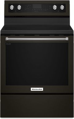 KitchenAid® 30" Black Stainless Steel with PrintShield™ Finish Freestanding Electric Convection Range