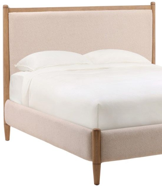 Dovetail Furniture Nexis Cream/Natural Queen Upholstered Panel Bed-1