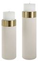 Uttermost® Wessex 2-Piece Antique Brushed Brass/White Pillar Candleholders Set-0