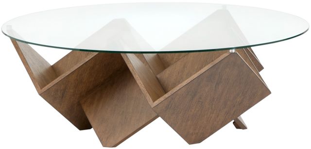 Magnussen Home® Vector Russet Brown Round Cocktail Table-4