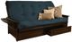 Kodiak Furniture Phoenix Suede Navy/Espresso Queen Storage Futon with Mattress-0