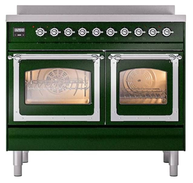 Ilve® Nostalgie II Noblesse 40'' Emerald Green Pro Style Induction Range with Chrome Trim-1