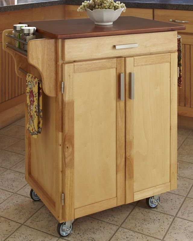homestyles® Cuisine Cart Medium Oak/Natural Kitchen Cart-1