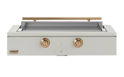 Caliber™ Rockwell Social 48" Antique White Built-In Liquid Propane Outdoor Griddle with Gold Hardware-0