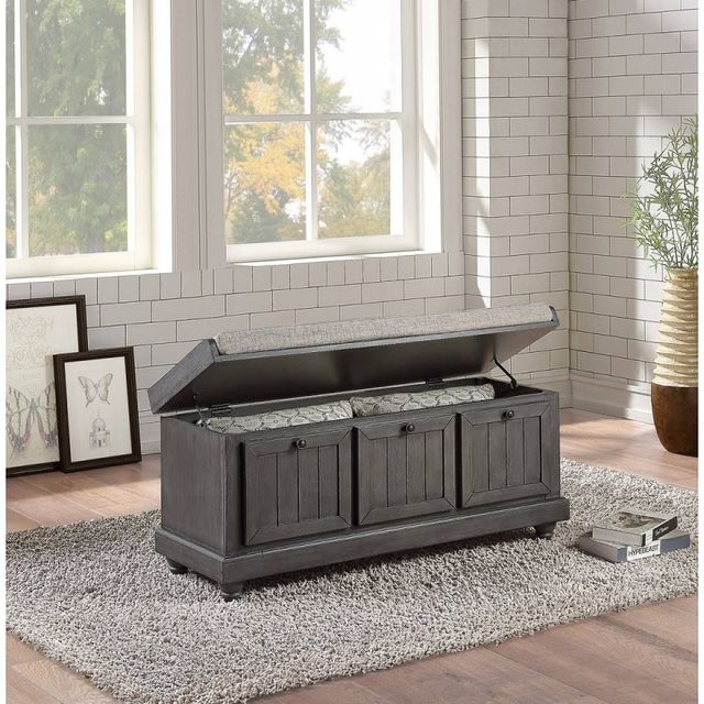 Homelegance® Woodwell Dark Gray Lift Top Storage Bench-3