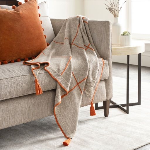Surya Fleck Burnt Orange/Camel 50"x60" Throw Blanket-4