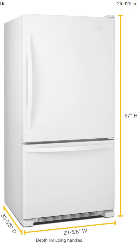 Whirlpool® 30" 18.7 Cu. Ft. White Bottom Freezer Refrigerator with SpillGuard™ Glass Shelves-2