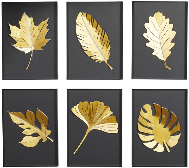 Deco Marche 6-Piece Black Leaf Wall Decor Set-0